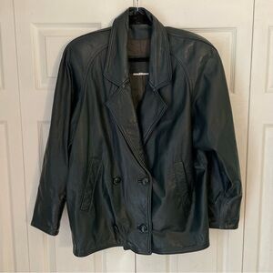 Vintage The Leather Ranch 100% Leather Dark Forest Green Made in Canada Jacket 2